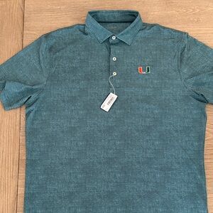 johnnie-O Green University of Miami Polo Shirt with Logo